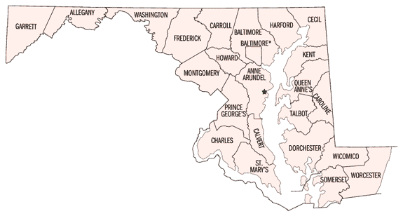 Map of Maryland Counties / Independent Cities